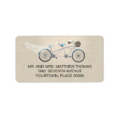 Étiquette Adresse de retour du Mariage de bicyclette Tandem (Devant)