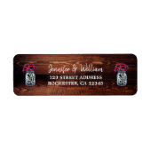 Étiquette Adresse de retour du mariage de bocal en bois rust (Devant)