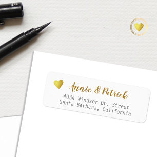 Étiquette Adresse de retour du Mariage de la chambre de mari