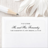 Étiquette Adresse de retour du Mariage de script noir chic (En situation)