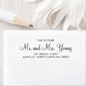 Étiquette Adresse de retour du Mariage de script noir simple (En situation)