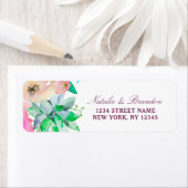 Étiquette Adresse de retour du Mariage Floming Chic Mint & B (En situation)