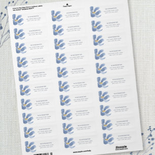 Étiquette Adresse de retour du mariage Floral Dusty Blue