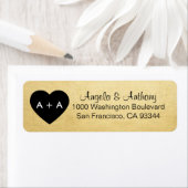 Étiquette Adresse de retour du Mariage Gold Heart Personnali (En situation)