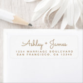 Étiquette Adresse de retour du Mariage Gold Script Names (En situation)