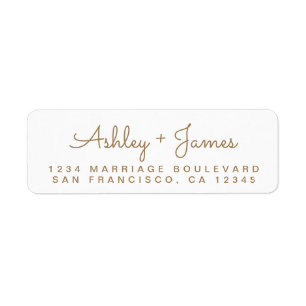 Étiquette Adresse de retour du Mariage Gold Script Names