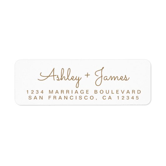 Étiquette Adresse de retour du Mariage Gold Script Names (Devant)