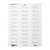 Étiquette Adresse de retour du Mariage Gold Script Names (Feuille entière)