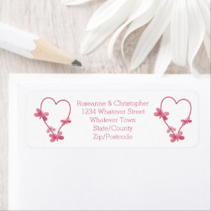 Étiquette Adresse de retour du mariage Label Coeurs roses