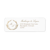 Étiquette Adresse de retour du Mariage Monogramme blanc et o (Devant)