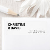 Étiquette Adresse de retour du Mariage noir et blanc minimal (En situation)