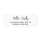 Étiquette Adresse de retour du Mariage noir et blanc minimal (Devant)