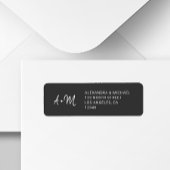 Étiquette Adresse de retour du mariage noir et blanc monogra