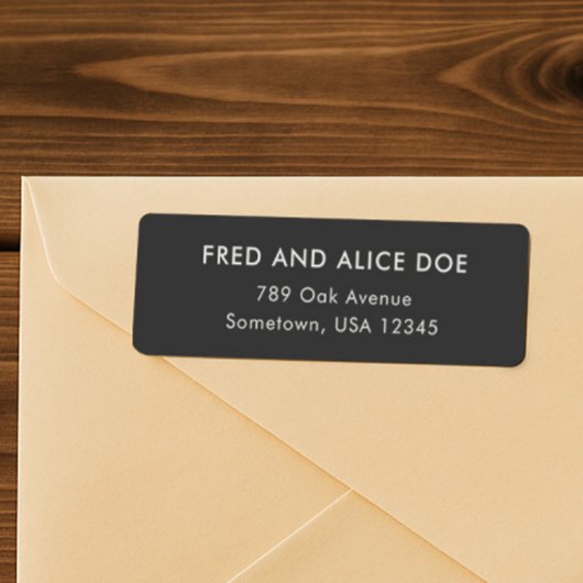 Étiquette Adresse de retour du Mariage noir minimal sophisti