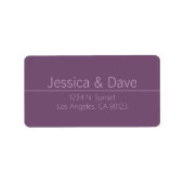 Étiquette Adresse de retour du Mariage pourpre classique sim (Devant)