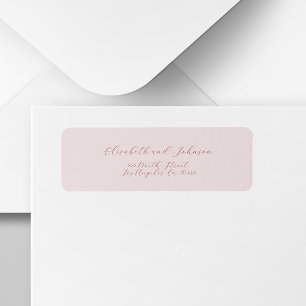 Étiquette Adresse de retour du mariage rose script simple et