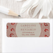 Étiquette Adresse de retour du mariage rustique de dentelle  (En situation)