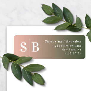 Étiquette Adresse de retour du Mariage vert et rose Ombre