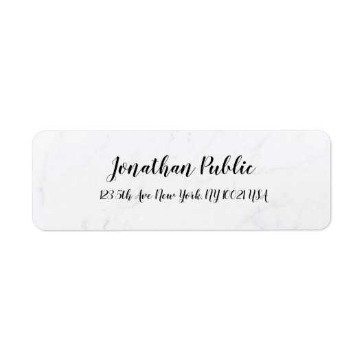 Étiquette Adresse de retour du Modèle de Marbre blanc minima (Devant)