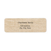 Étiquette Adresse de retour du monogramme Burlap (Devant)