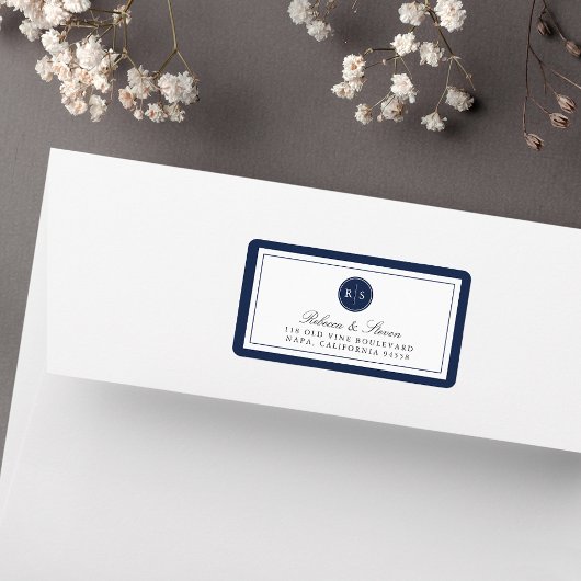 Étiquette Adresse de retour du monogramme couleur personnali