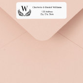 Étiquette Adresse de retour du monogramme de couronne noir b