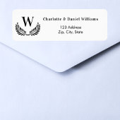 Étiquette Adresse de retour du monogramme de couronne noir b