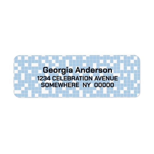 Étiquette Adresse de retour du Motif de chèque en bleu (Devant)