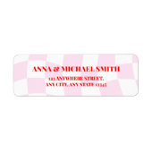 Étiquette Adresse de retour du Motif rétro rose (Devant)