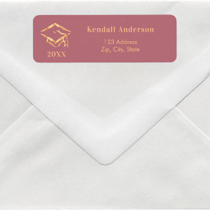 Étiquette Adresse de retour du plafond de graduation en or r