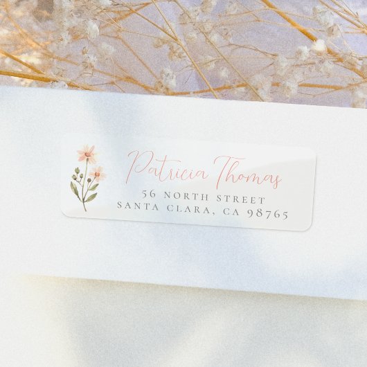 Étiquette Adresse de retour du script de Fleur sauvage Boho 