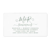 Étiquette Adresse de retour du script de mariage de gros mon (Devant)