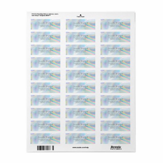 Étiquette Adresse de retour du script holographique moderne (Feuille entière)