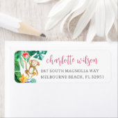 Étiquette Adresse de retour du singe tropical mignon (En situation)