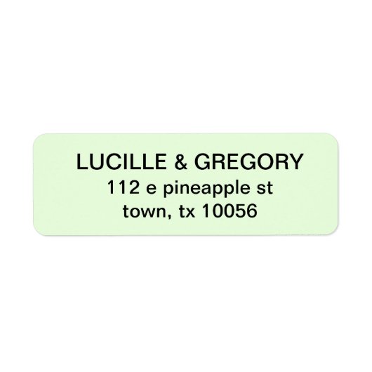 Étiquette Adresse de retour du texte vert clair et noir (Devant)