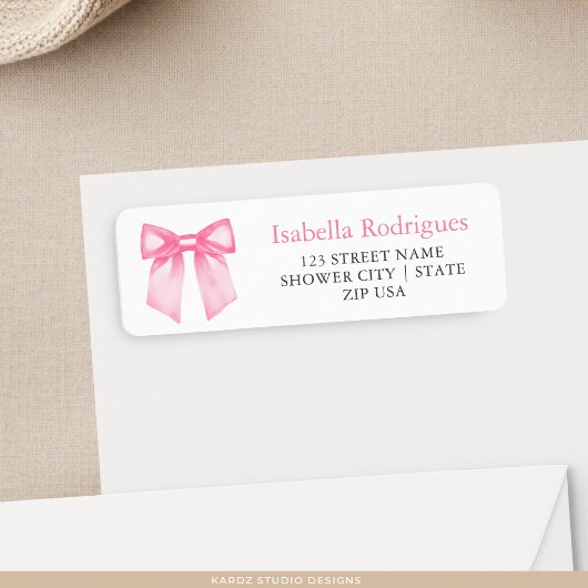 Étiquette Adresse de retour Elegant Pink Bow