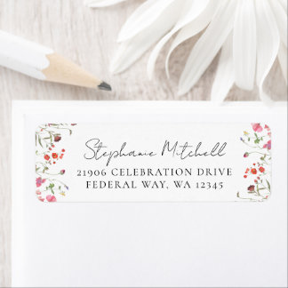 Étiquette Adresse de Retour Élégante aux Aquarelles de Fleur