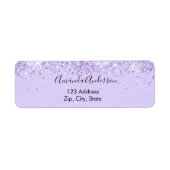 Étiquette Adresse de retour élégante avec confettis violet l (Devant)