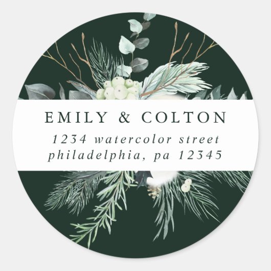 Étiquette Adresse de Retour Élégante avec Fleurs d (Devant)