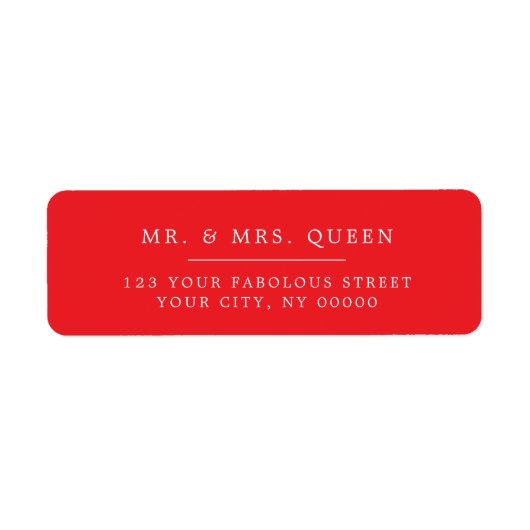 Étiquette Adresse de Retour Élégante Classique Simple Rouge (Devant)