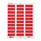 Étiquette Adresse de Retour Élégante Classique Simple Rouge (Feuille entière)