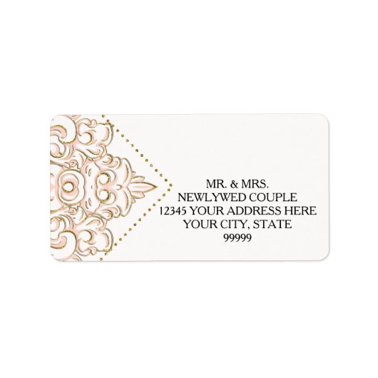 Étiquette Adresse de retour Élégante dentelle Mariage romant (Devant)