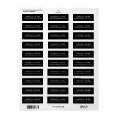 Étiquette Adresse de retour élégante minimaliste noire moder (Feuille entière)
