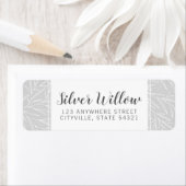 Étiquette Adresse de Retour en Argent de Branche de Feuille  (En situation)