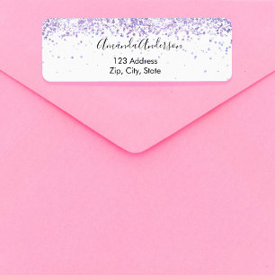 Étiquette Adresse de retour en confettis violet lavande blan