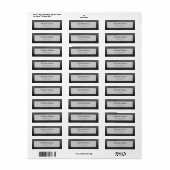 Étiquette Adresse de retour en écriture noire (Feuille entière)
