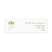 Étiquette Adresse de retour en monogramme doré (Devant)