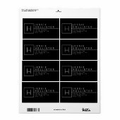 Étiquette Adresse de retour en noir et blanc monographié (Feuille entière)