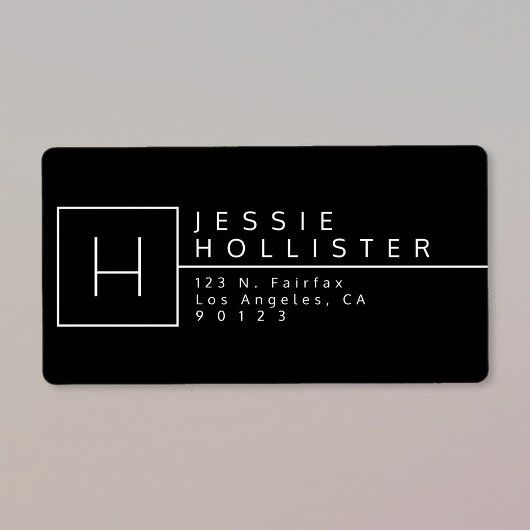 Étiquette Adresse de retour en noir et blanc monographié