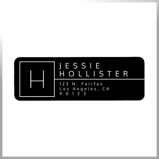 Étiquette Adresse de retour en noir et blanc monographié